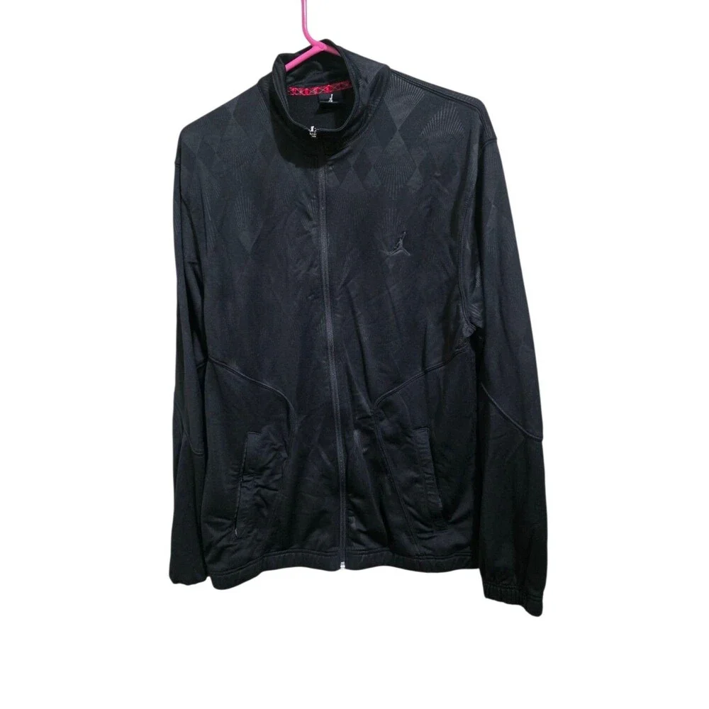 Air Jordan Track Jacket Geo Metric Pattern Black Men's Size L